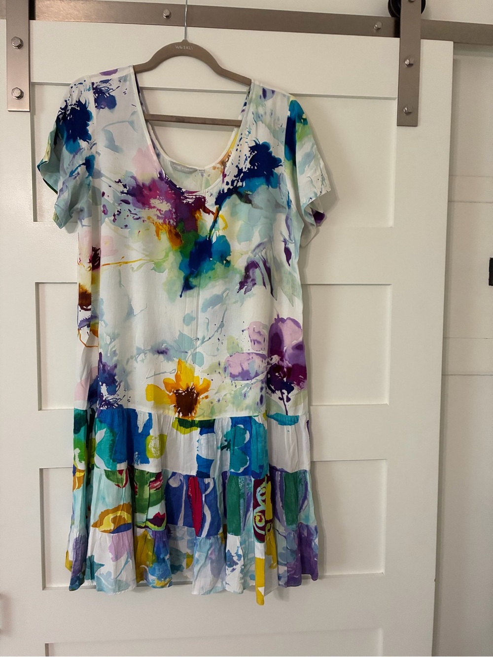 Jams World Made in Hawaii Watercolor Floral Tiered Dress Size L